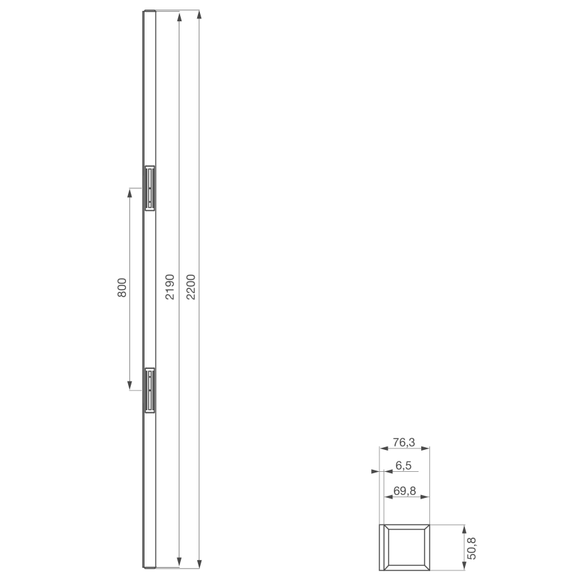 Tube électromagnétique vertical série 2 x 550 Kg, 12 ou 24V, avec 2 contacts inverseurs