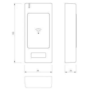 Lecteur RFID autonome avec électronique deportée AS6, 12 à 24V, EM MARIN 125 KHz ou MIFARE, raccordement par bornes à vis
