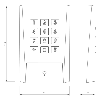 Clavier à codes / Lecteur RFID autonome AXK3, 12 à 24V, EM MARIN 125 KHz, raccordement par câble