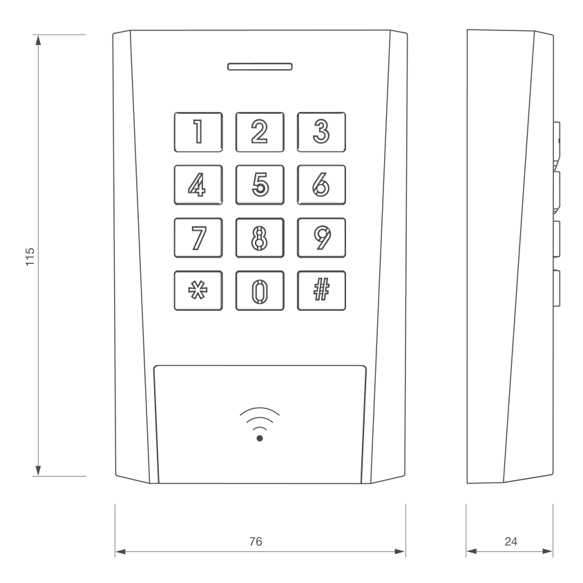 Clavier à codes / Lecteur RFID autonome AXK3, 12 à 24V, MIFARE, raccordement par câble