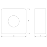 AH808028, Boîtier noir aluminium / ABS, 80 x 80 x 28 mm pour capteur infrarouge Ø38? plan technique | IZYX SYSTEMS