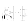 IRS38BP231, Capteur infrarouge, Ø 38 mm, sans contact , avec buzzer, sur plaque carrée, 12 à 24 V, plan technique | IZYX SYSTEMS