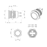 SS19C, Bouton poussoir, Ø 19 mm, en acier inoxydable, cosses à souder, contact NO+NC, plan technique| IZYX SYSTEMS