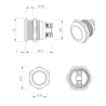 SS19NO, Bouton poussoir, Ø 19 mm, en acier inoxydable, bornes à vis, contact NO, plan technique | IZYX SYSTEMS