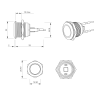 SS19NOW, Bouton poussoir, Ø 19 mm, en acier inoxydable précâblé, contact NO, plan technique | IZYX SYSTEMS