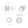 SS19, Bouton poussoir, Ø 19 mm, en acier inoxydable, bornes à vis, contact NO+NF, plan technique| IZYX SYSTEMS