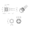 SS19W, Bouton poussoir, Ø 19 mm, en acier inoxydable précâblé, contact NO+NC, plan technique | IZYX SYSTEMS