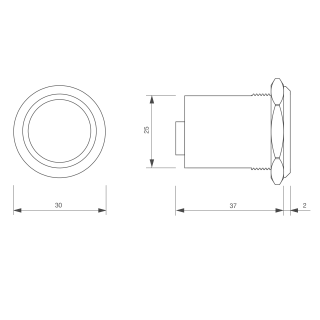 Bouton poussoir PMR, Ø 25 mm