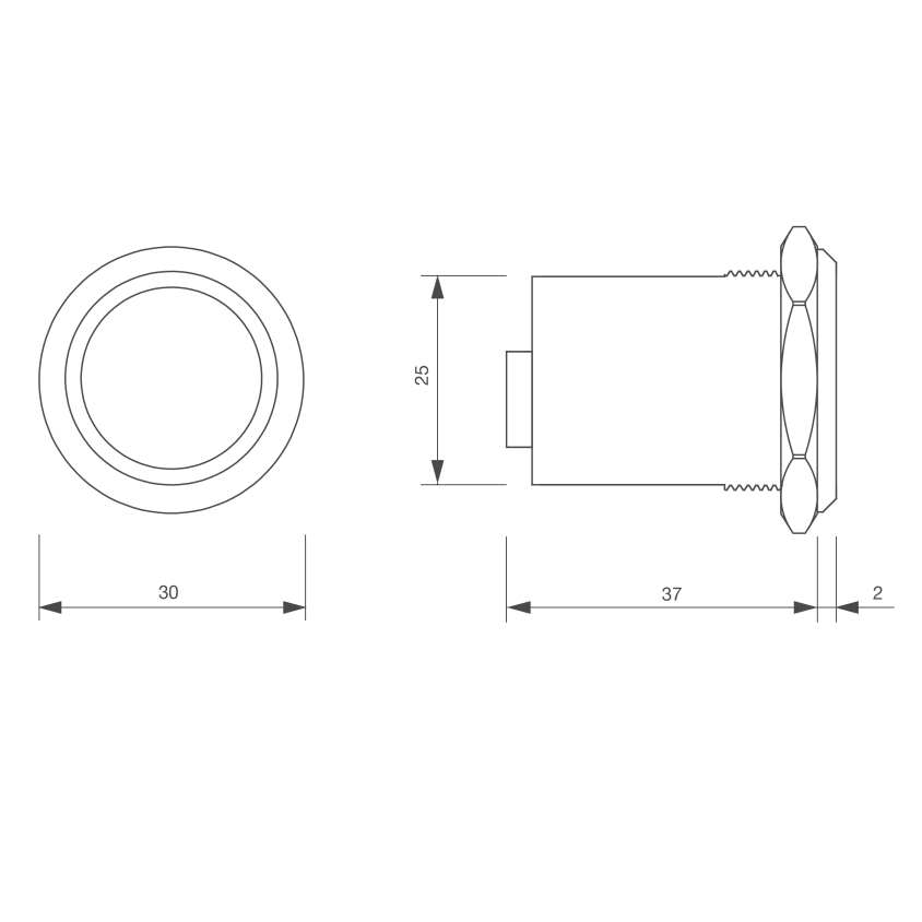 Bouton poussoir PMR, Ø 25 mm