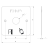 SSP201, Plaque acier inoxydable, perçage Ø 19 mm, picto "Porte + doigt" et "PORTE" en braille, plan technique | IZYX SYSTEMS